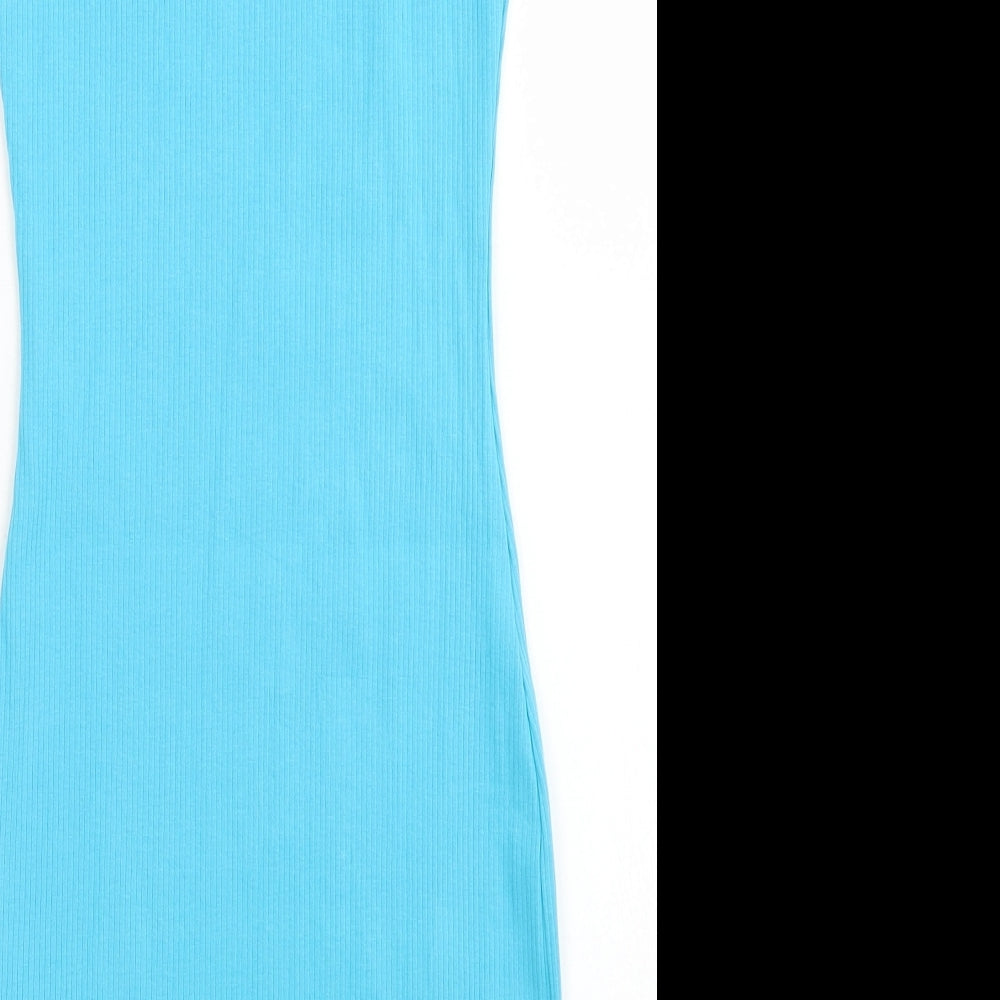 Primark Womens Blue  Cotton Bodycon  Size 8  Round Neck