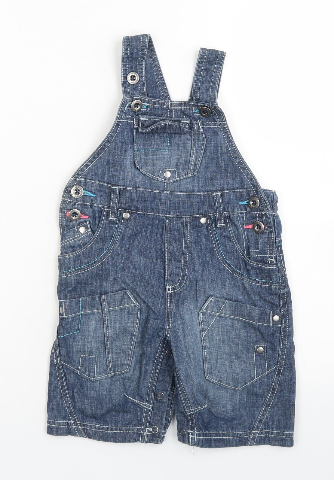NEXT Girls Blue  Cotton Dungaree One-Piece Size 12-18 Months  Button