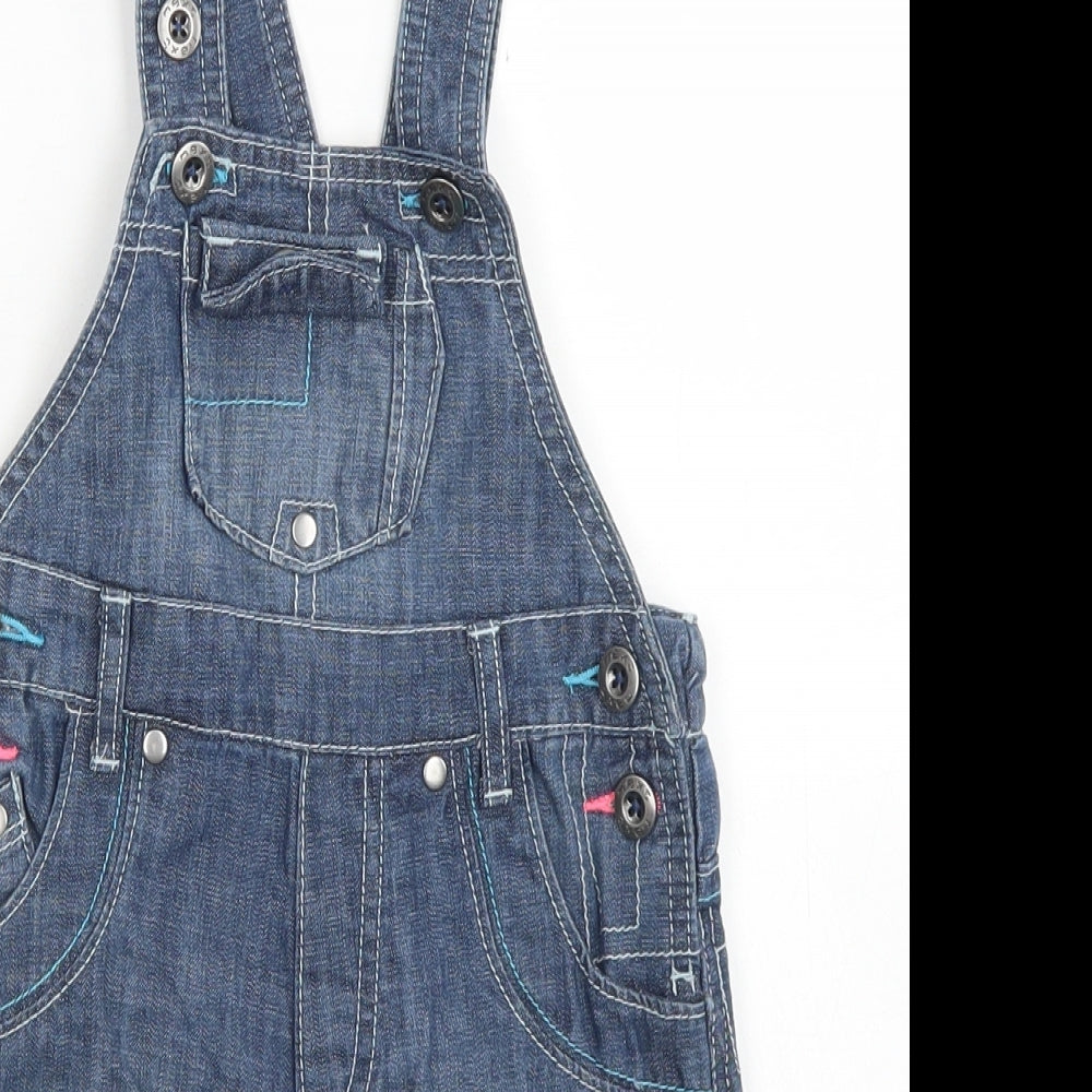 NEXT Girls Blue  Cotton Dungaree One-Piece Size 12-18 Months  Button