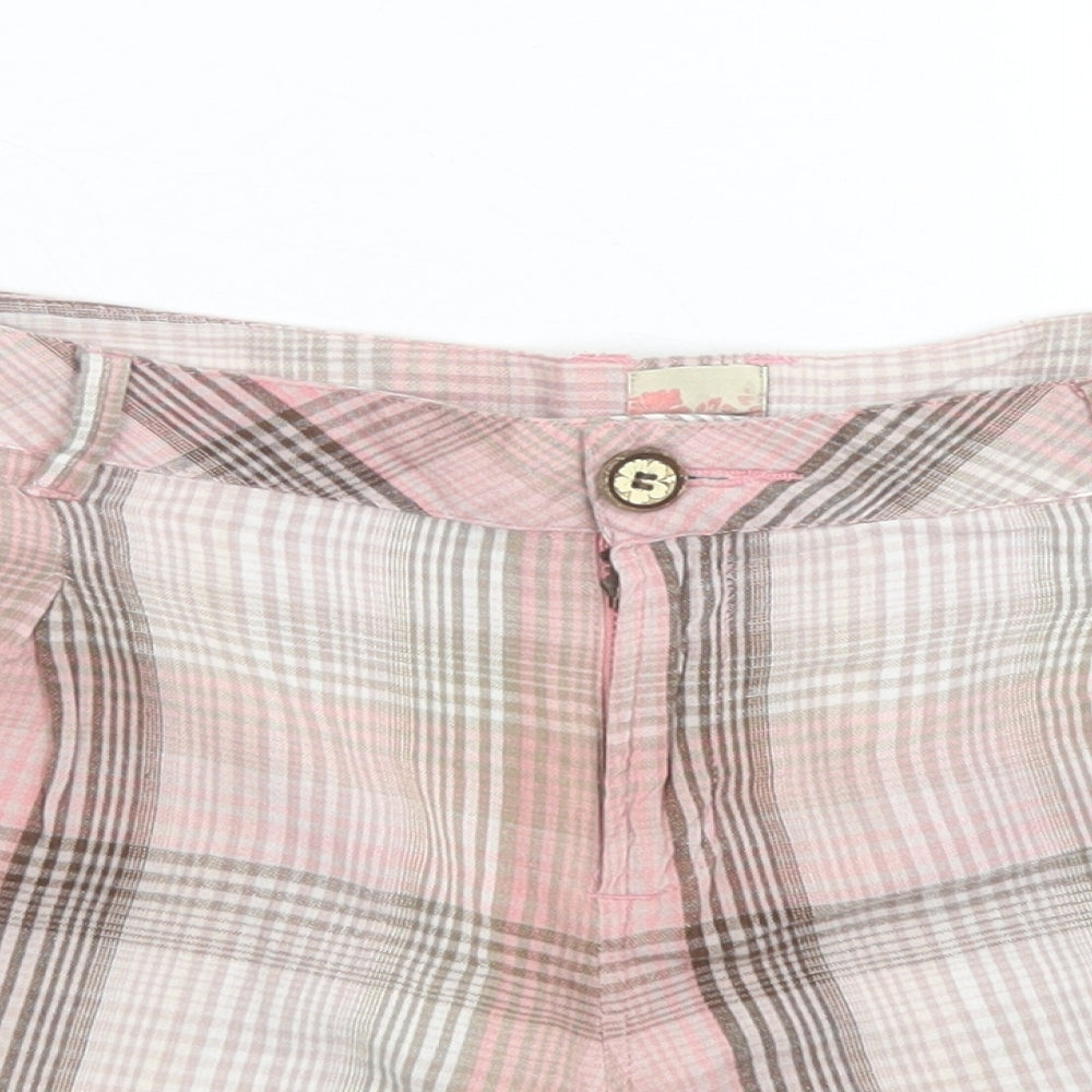 Mantaray Womens Pink Plaid Cotton Hot Pants Shorts Size 14 L4 in Regular Button