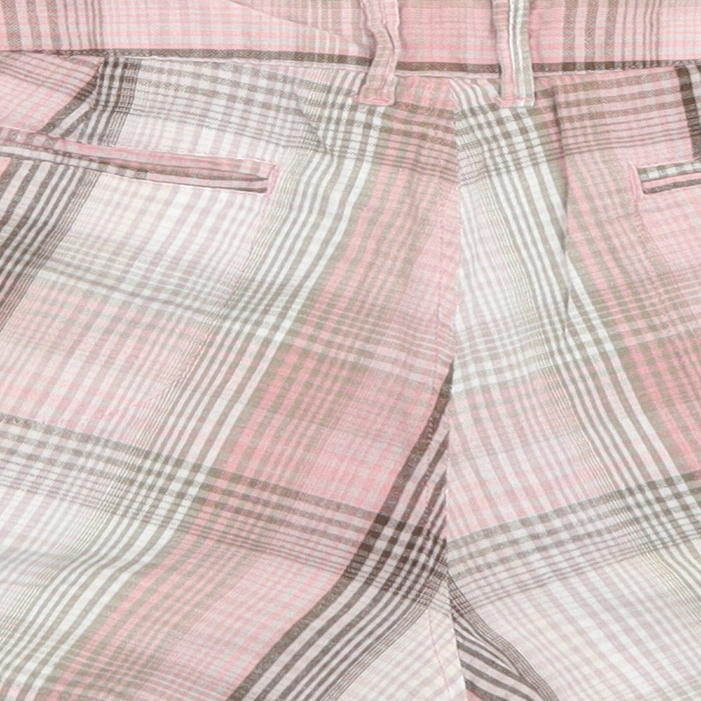 Mantaray Womens Pink Plaid Cotton Hot Pants Shorts Size 14 L4 in Regular Button