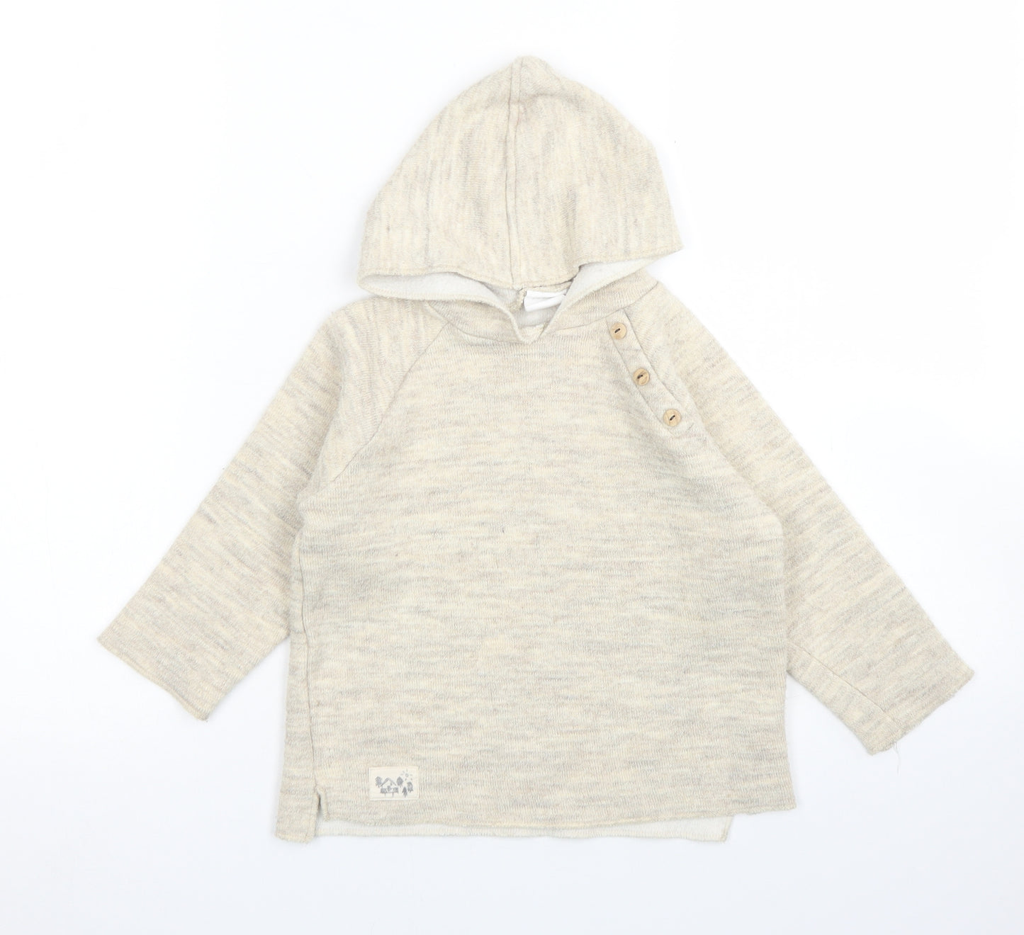 Zara Girls Brown  Acrylic Pullover Hoodie Size 3-4 Years  Button
