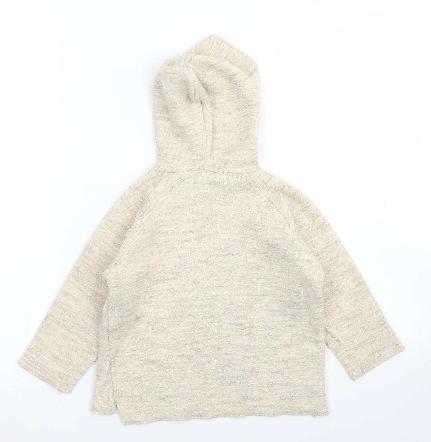 Zara Girls Brown  Acrylic Pullover Hoodie Size 3-4 Years  Button