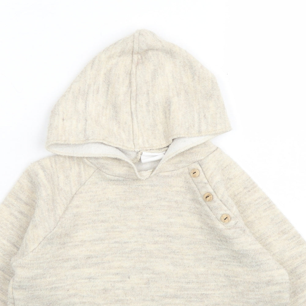 Zara Girls Brown  Acrylic Pullover Hoodie Size 3-4 Years  Button