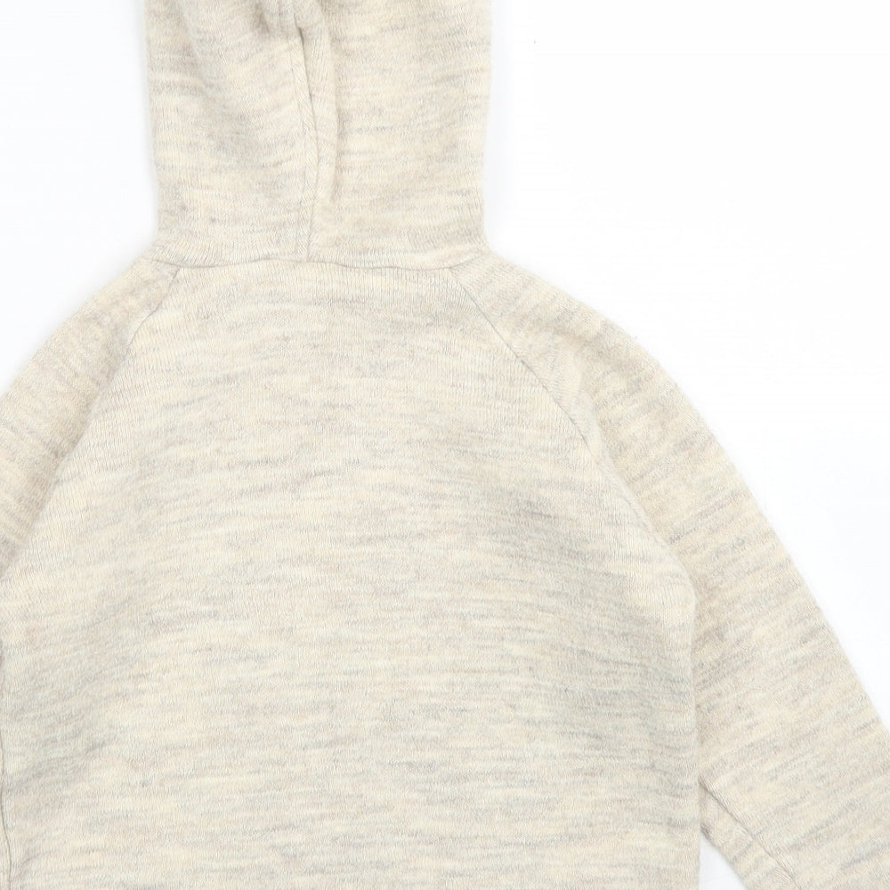 Zara Girls Brown  Acrylic Pullover Hoodie Size 3-4 Years  Button