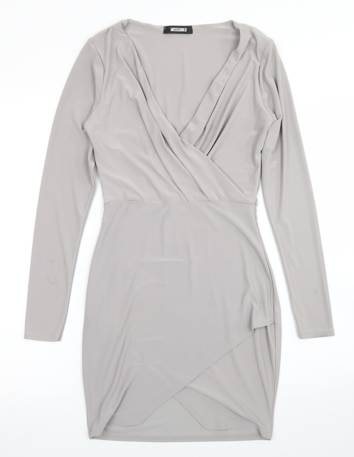 Missguided Womens Grey  Polyester Pencil Dress  Size 8  V-Neck