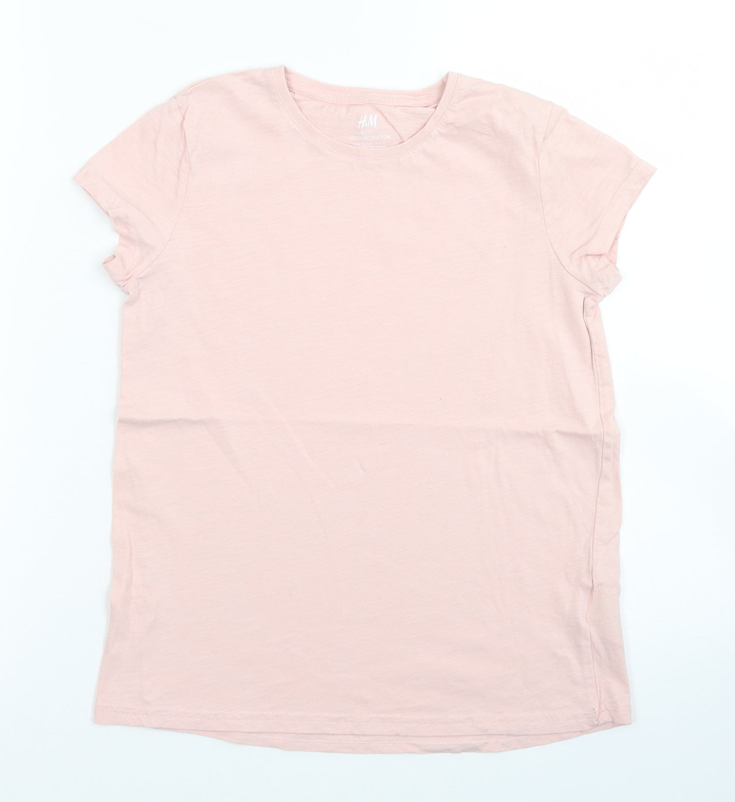 H&M Girls Pink  Cotton Basic T-Shirt Size 9-10 Years Crew Neck