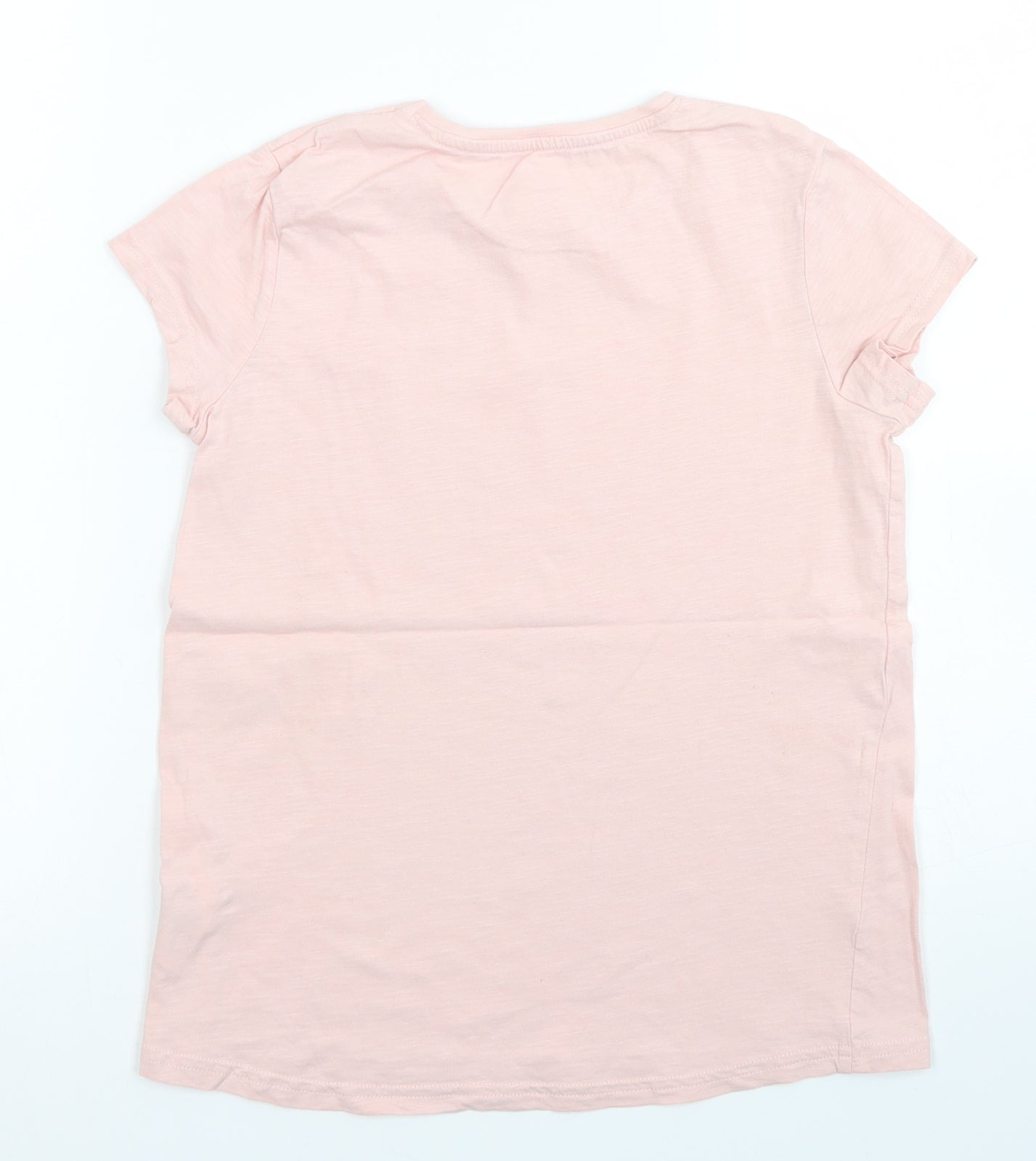 H&M Girls Pink  Cotton Basic T-Shirt Size 9-10 Years Crew Neck