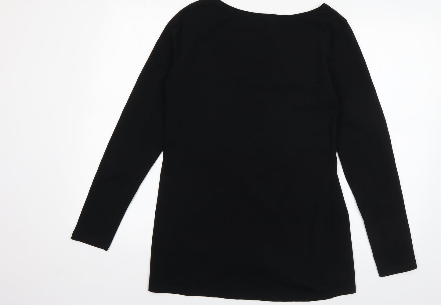 Select Womens Black  Cotton Basic T-Shirt Size 16 Scoop Neck
