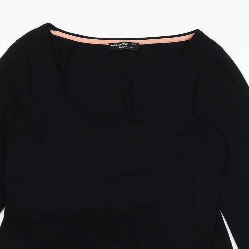 Select Womens Black  Cotton Basic T-Shirt Size 16 Scoop Neck