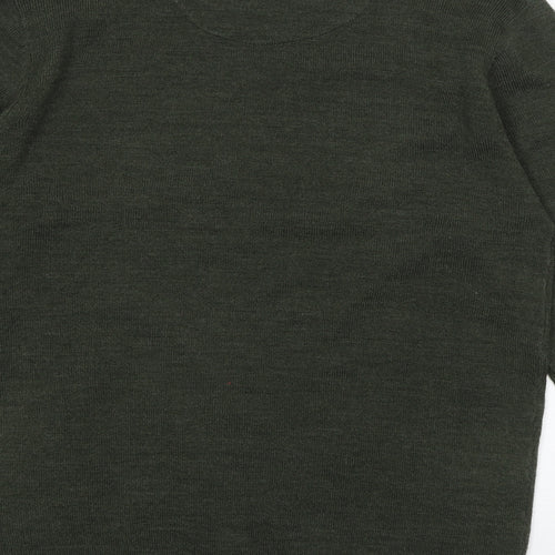 Brave Soul Mens Green V-Neck  Acrylic Pullover Jumper Size S