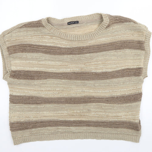 Atmosphere Womens Brown Boat Neck Striped Acrylic Pullover Jumper Size 14