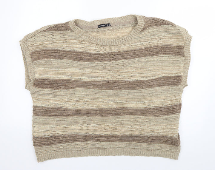 Atmosphere Womens Brown Boat Neck Striped Acrylic Pullover Jumper Size 14
