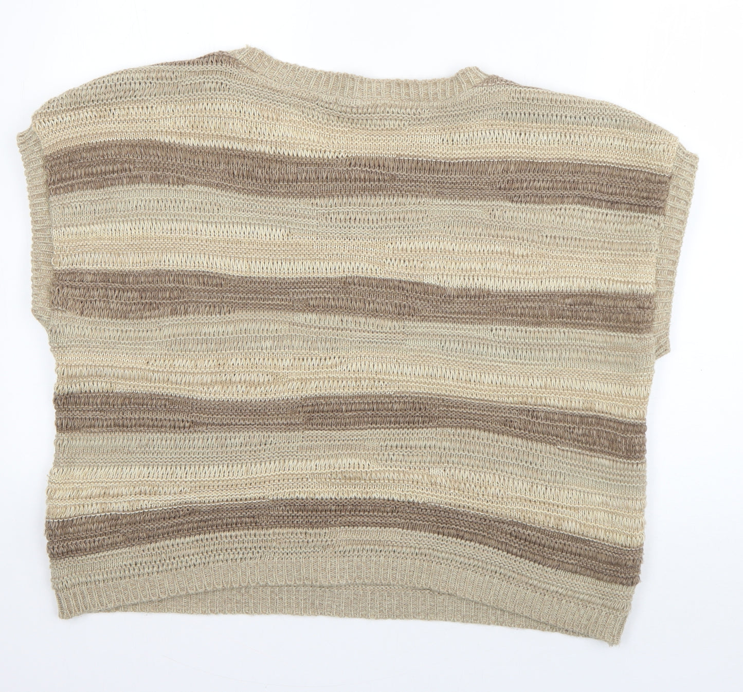 Atmosphere Womens Brown Boat Neck Striped Acrylic Pullover Jumper Size 14