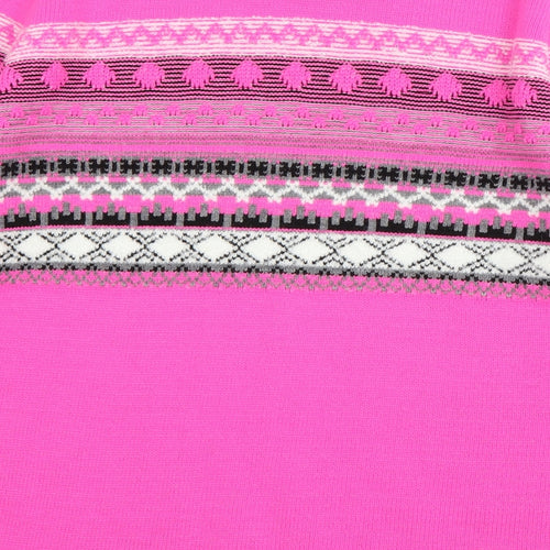 Pure & Natural Womens Pink Crew Neck Striped Acrylic Pullover Jumper Size S