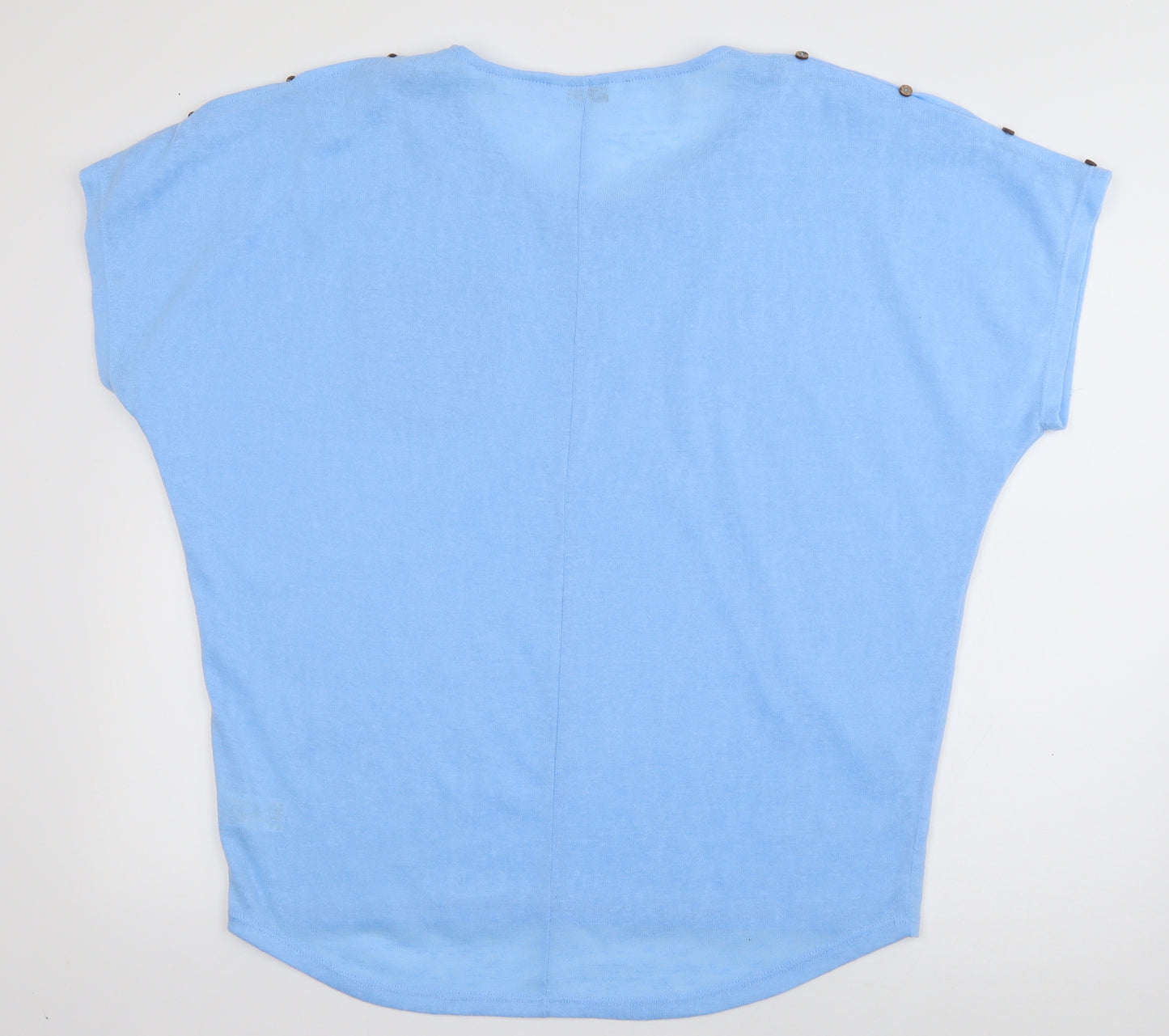 PEP & CO Womens Blue  Polyester Basic T-Shirt Size M Boat Neck