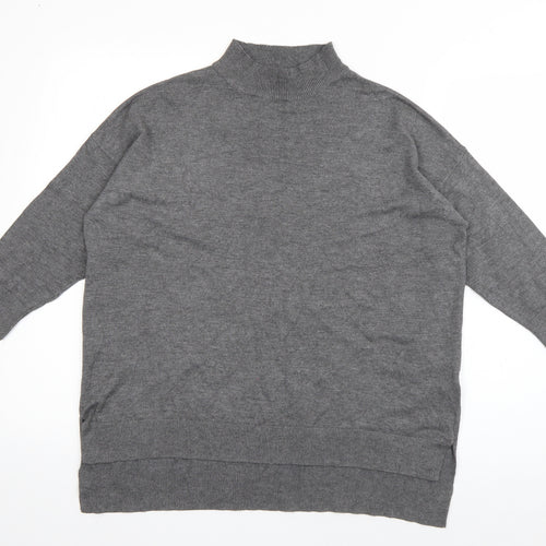 F&F Womens Grey High Neck  Viscose Pullover Jumper Size 12