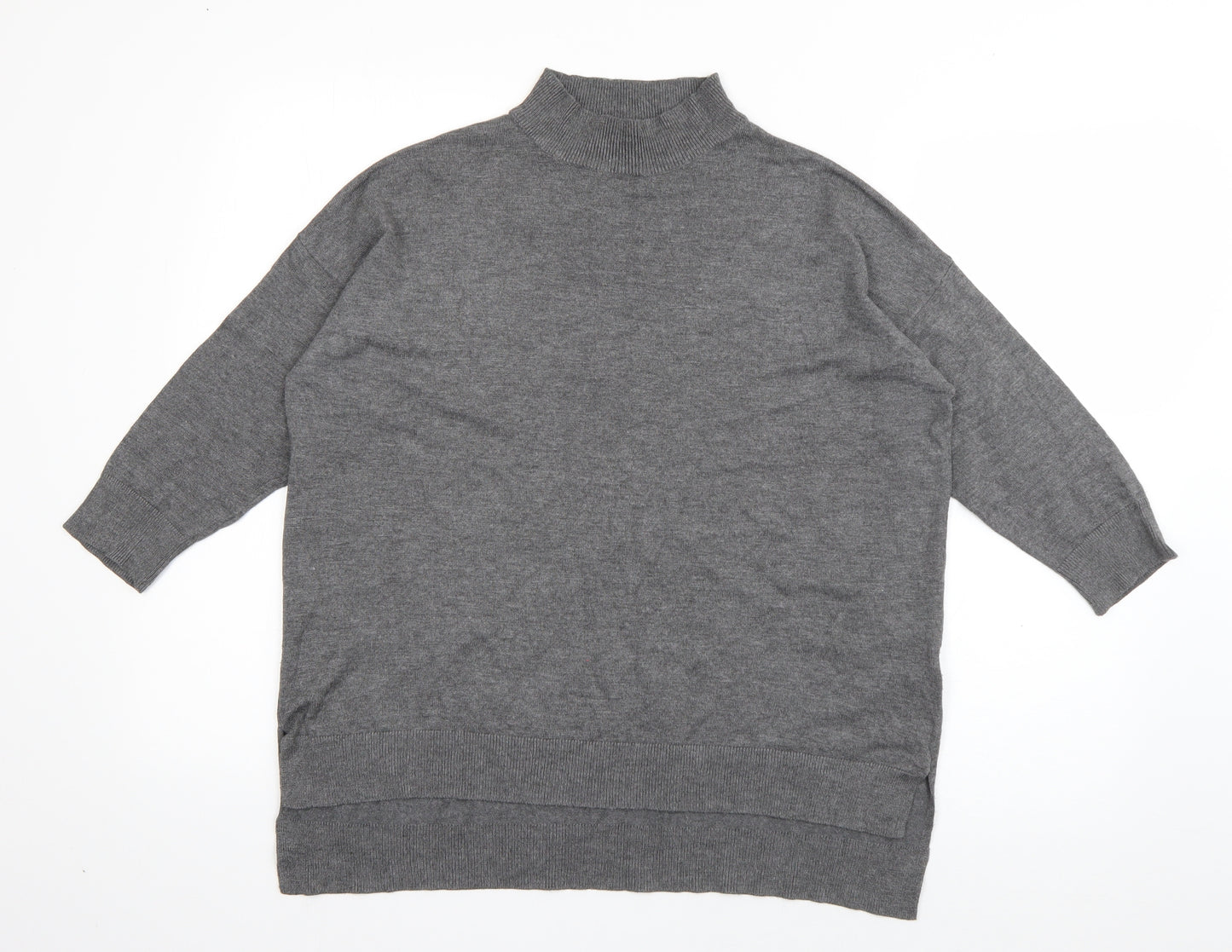 F&F Womens Grey High Neck  Viscose Pullover Jumper Size 12