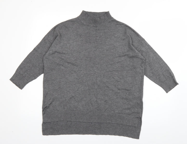 F&F Womens Grey High Neck  Viscose Pullover Jumper Size 12