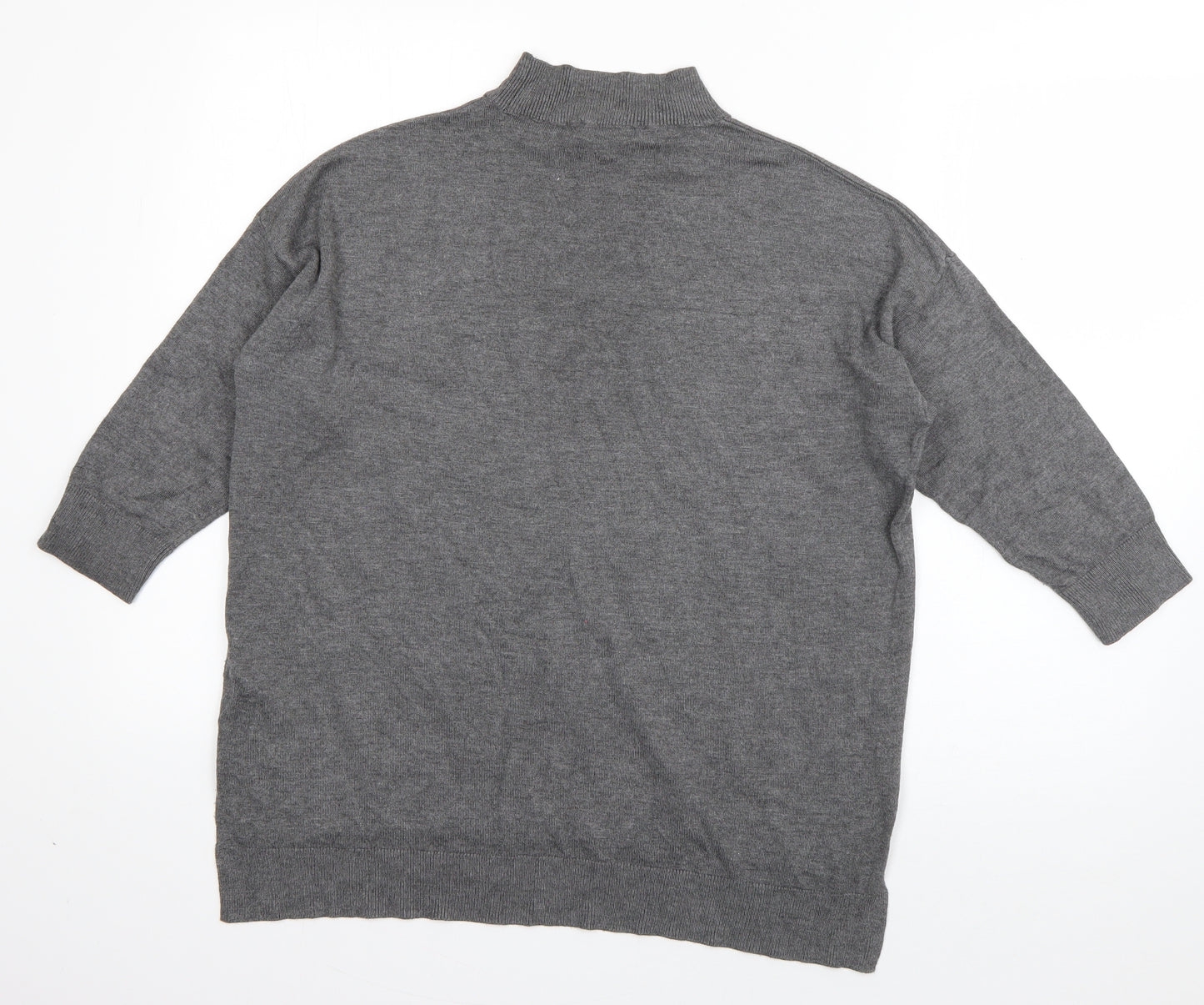 F&F Womens Grey High Neck  Viscose Pullover Jumper Size 12
