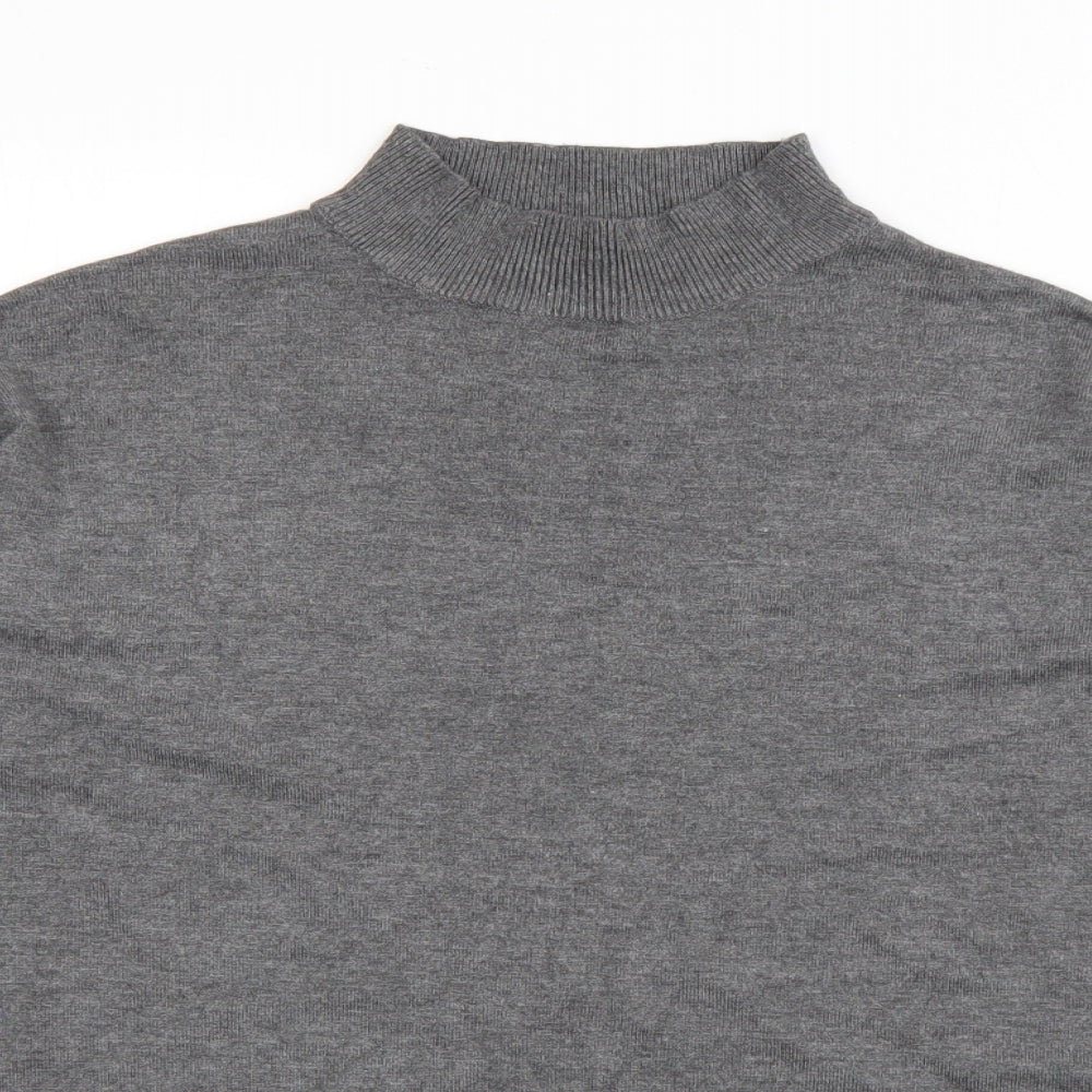 F&F Womens Grey High Neck  Viscose Pullover Jumper Size 12