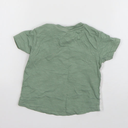Nutmeg Boys Green  Cotton Basic T-Shirt Size 12-18 Months Round Neck Pullover - Animals