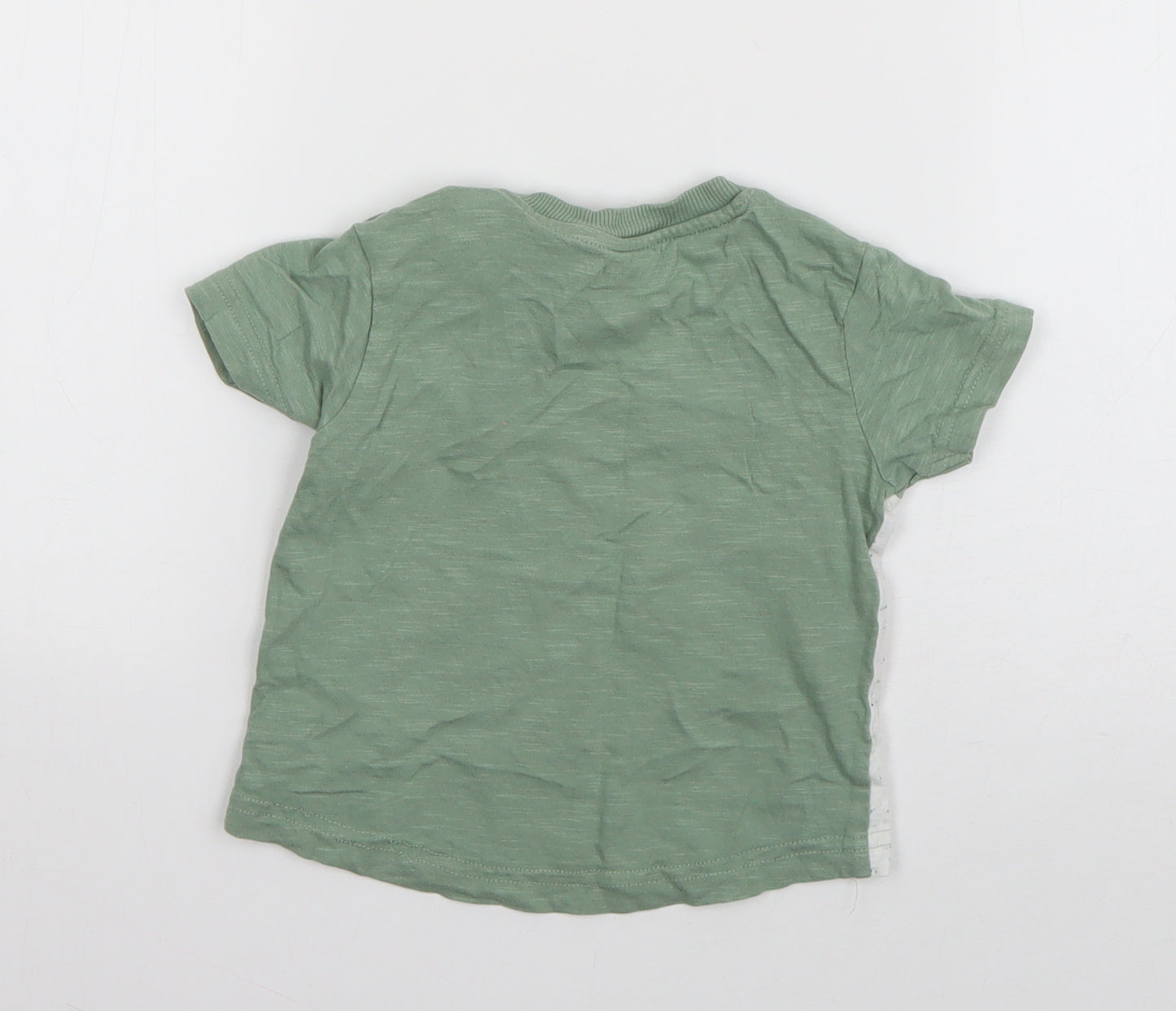 Nutmeg Boys Green  Cotton Basic T-Shirt Size 12-18 Months Round Neck Pullover - Animals