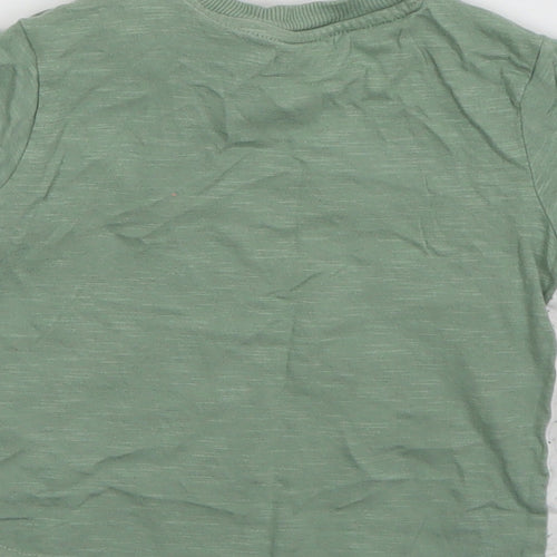 Nutmeg Boys Green  Cotton Basic T-Shirt Size 12-18 Months Round Neck Pullover - Animals