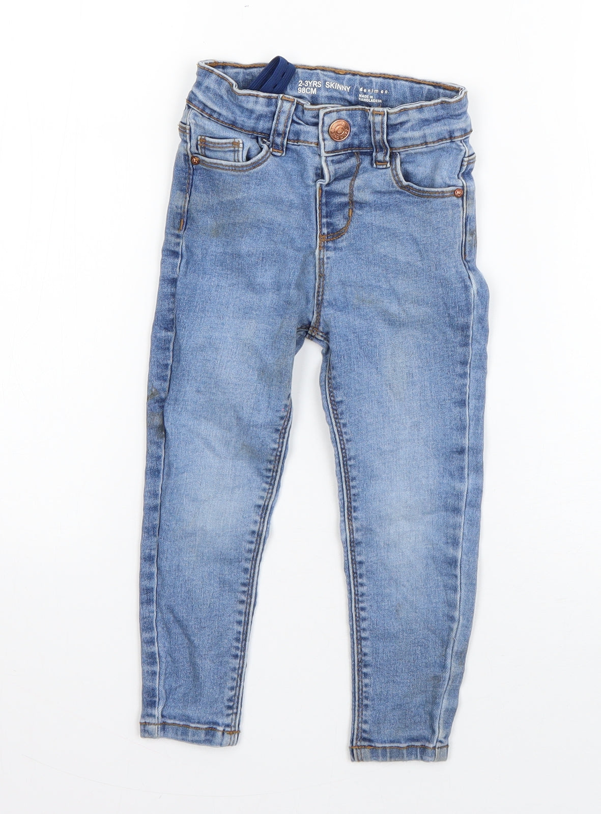 Denim & Co. Boys Blue  Cotton Skinny Jeans Size 2-3 Years  Regular Button