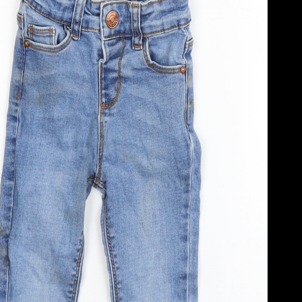Denim & Co. Boys Blue  Cotton Skinny Jeans Size 2-3 Years  Regular Button
