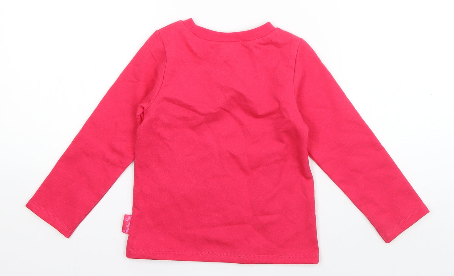 Mini Club Girls Pink  Cotton Basic T-Shirt Size 18-24 Months Round Neck Pullover - Peppa Pig