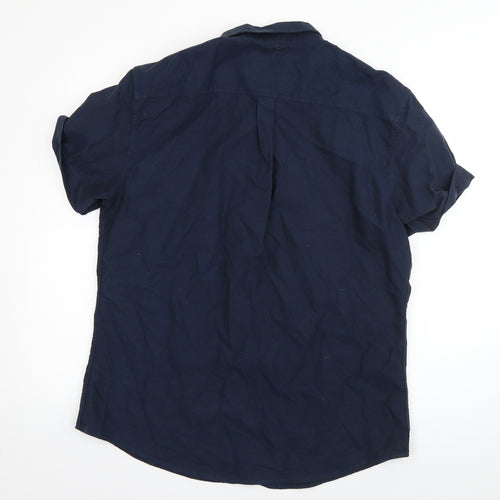 Very Mens Blue  Cotton  Button-Up Size L Collared Button