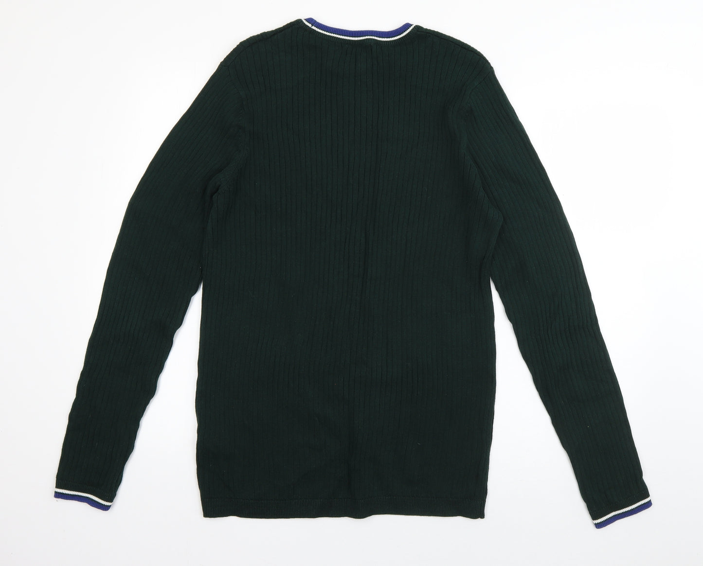 New Look Mens Green Round Neck  Cotton Pullover Jumper Size L