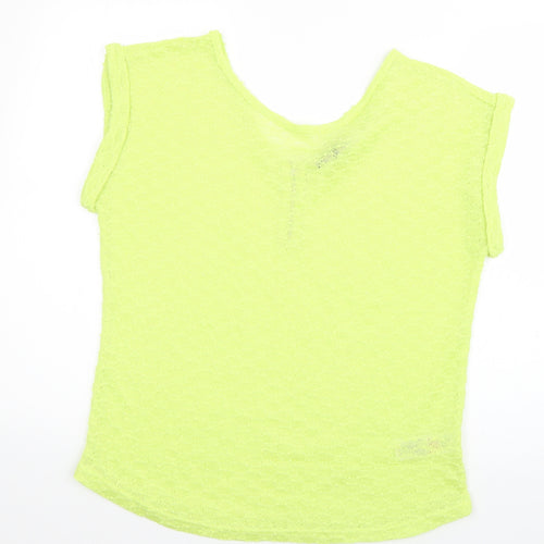 New Look Womens Green  Polyester Basic T-Shirt Size 14 Scoop Neck