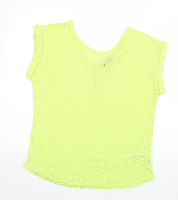 New Look Womens Green  Polyester Basic T-Shirt Size 14 Scoop Neck