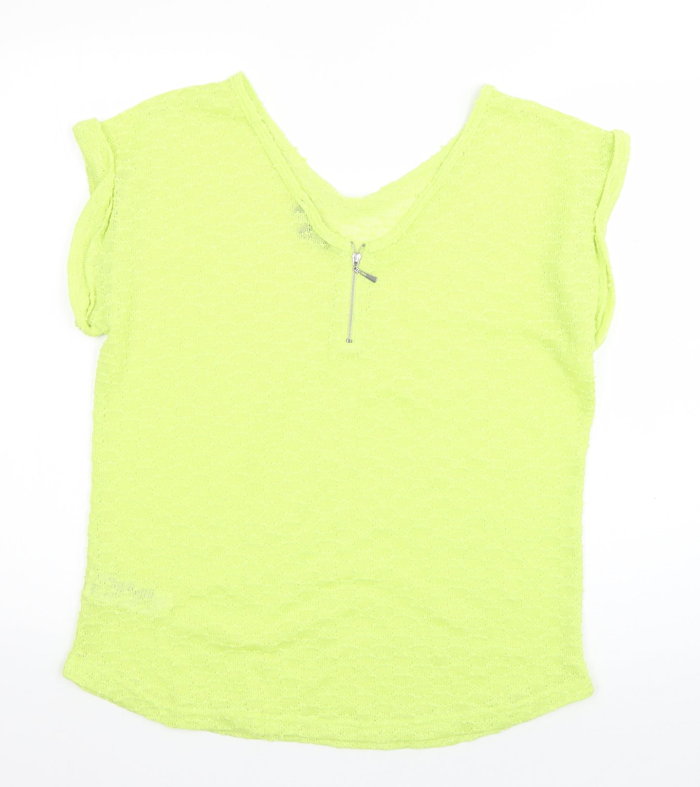 New Look Womens Green  Polyester Basic T-Shirt Size 14 Scoop Neck