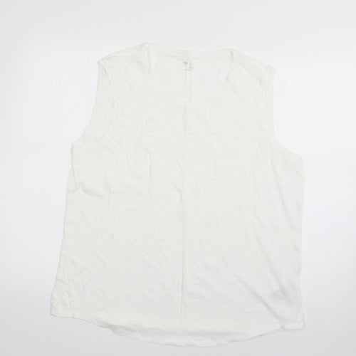 Gap Womens White  Cotton Basic T-Shirt Size L Scoop Neck