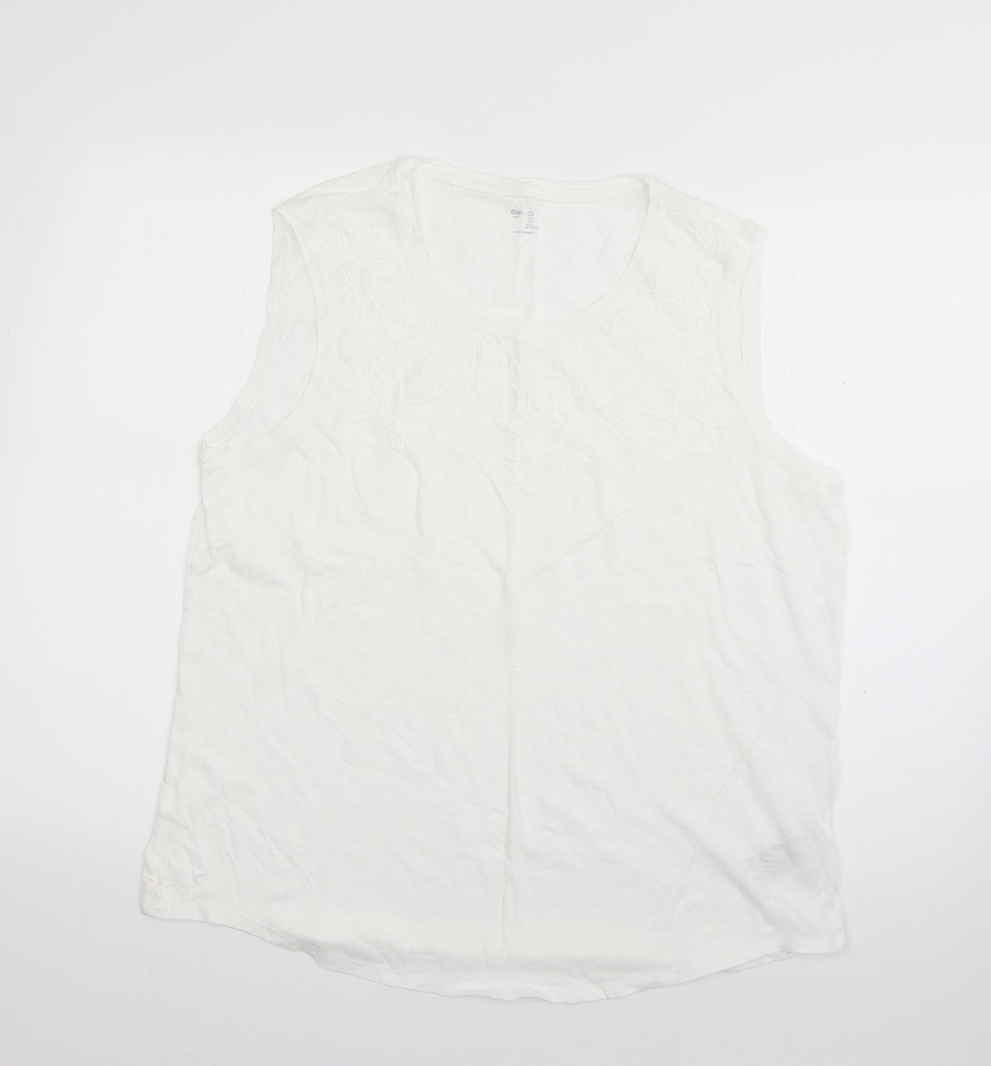 Gap Womens White  Cotton Basic T-Shirt Size L Scoop Neck