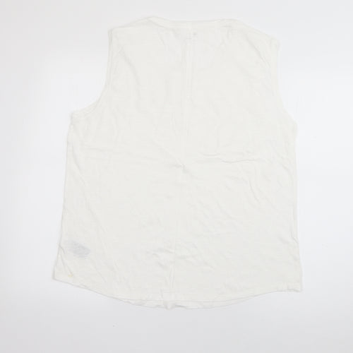 Gap Womens White  Cotton Basic T-Shirt Size L Scoop Neck