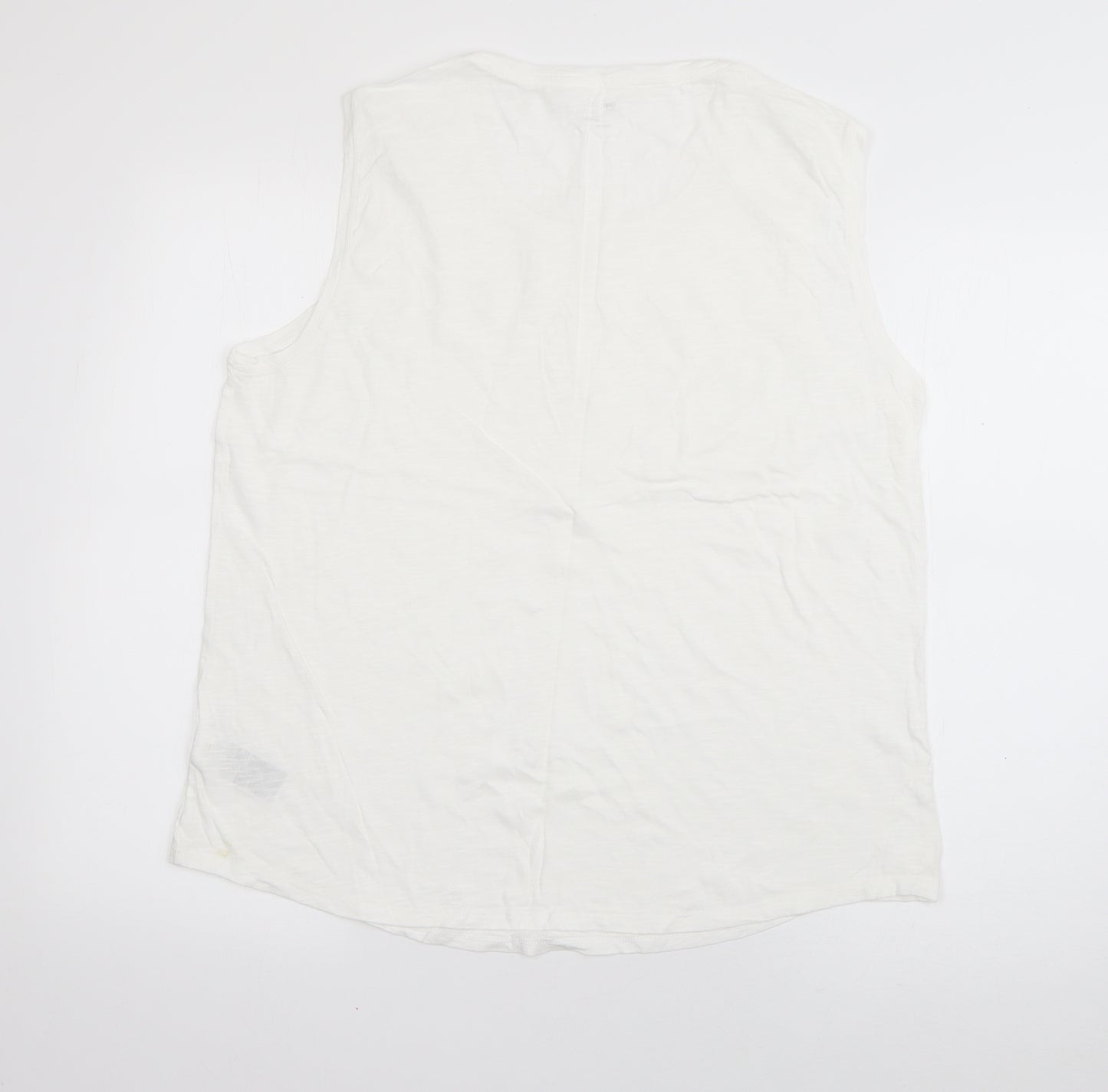 Gap Womens White  Cotton Basic T-Shirt Size L Scoop Neck