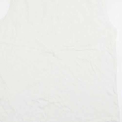 Gap Womens White  Cotton Basic T-Shirt Size L Scoop Neck