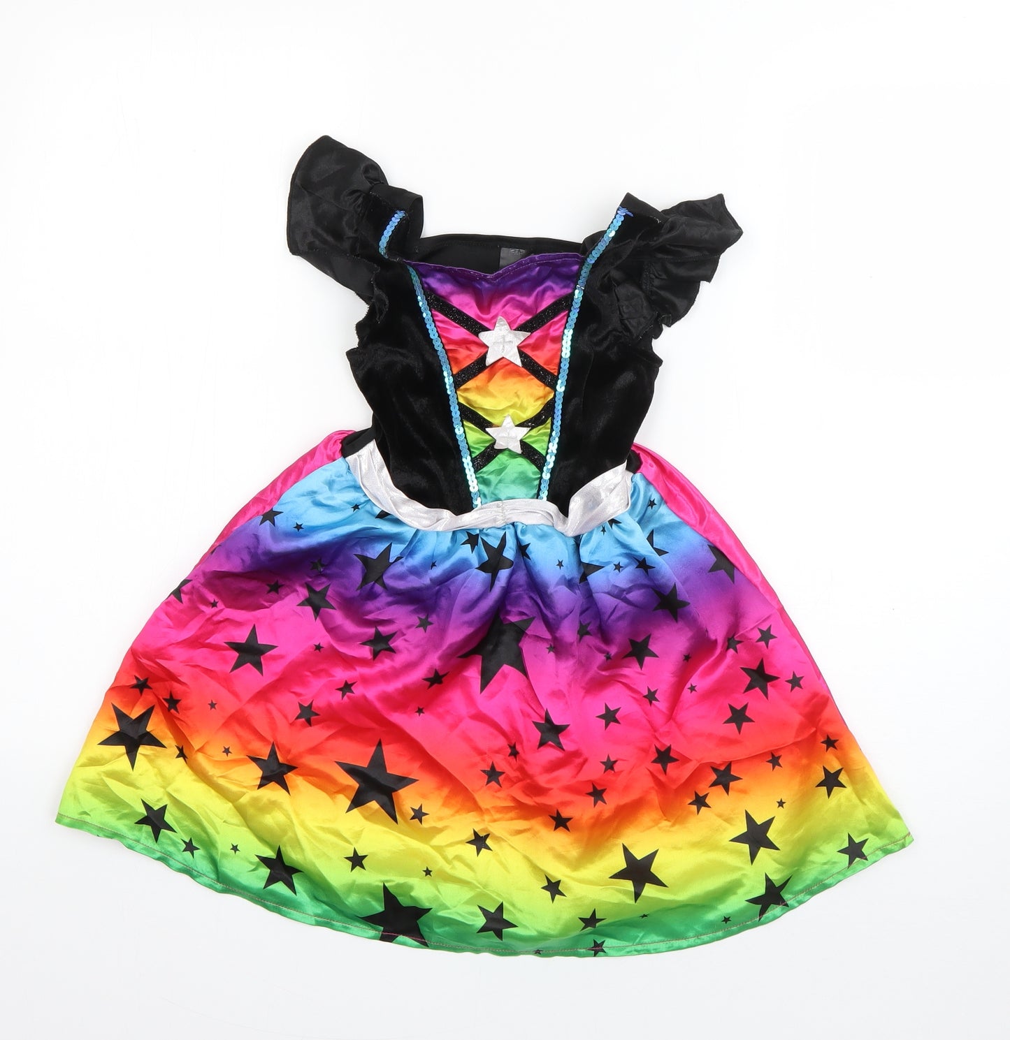 F&F Girls Multicoloured Geometric Polyester Ball Gown  Size 3-4 Years  Sweetheart Pullover - Star Princess Fancy Dress