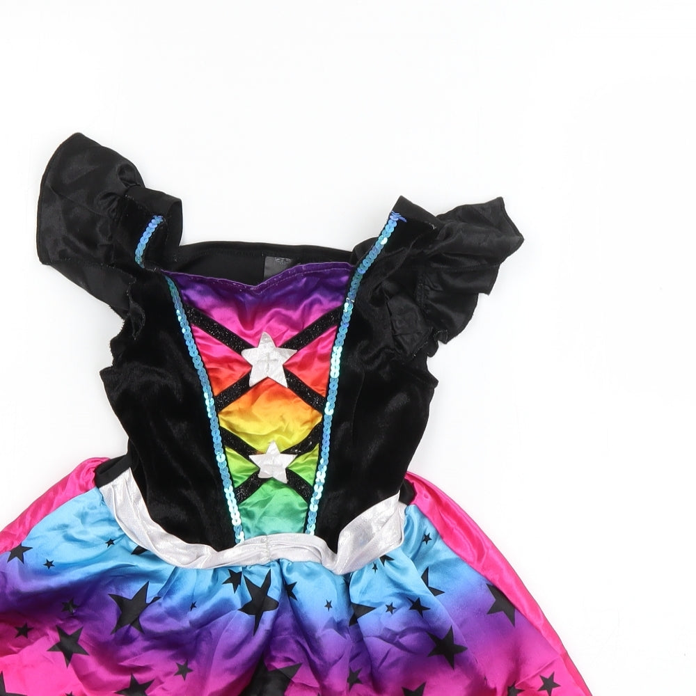 F&F Girls Multicoloured Geometric Polyester Ball Gown  Size 3-4 Years  Sweetheart Pullover - Star Princess Fancy Dress