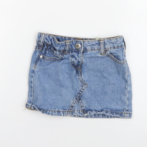 denim 365 Girls Blue  Cotton Mini Skirt Size 2-3 Years  Regular Snap