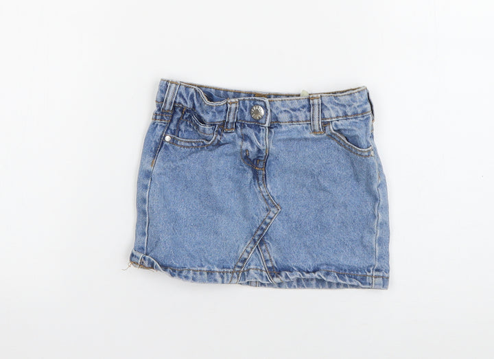 denim 365 Girls Blue Cotton Mini Skirt Size 2-3 Years Regular Snap