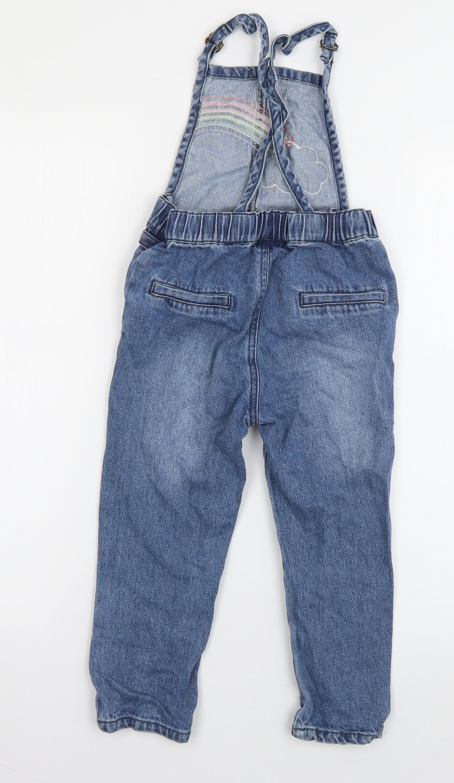 NEXT Girls Blue  Cotton Dungaree One-Piece Size 3-4 Years  Pullover - Rainbow
