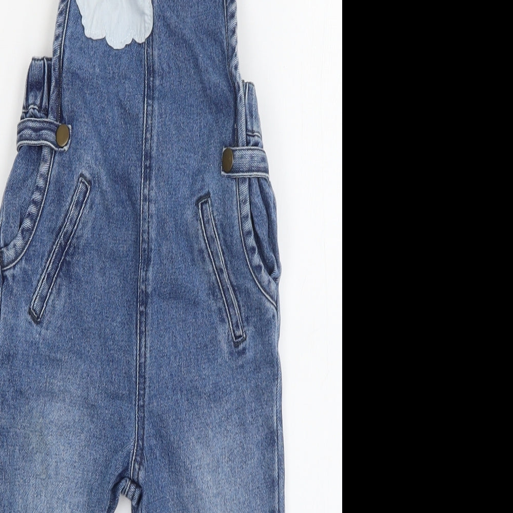 NEXT Girls Blue  Cotton Dungaree One-Piece Size 3-4 Years  Pullover - Rainbow