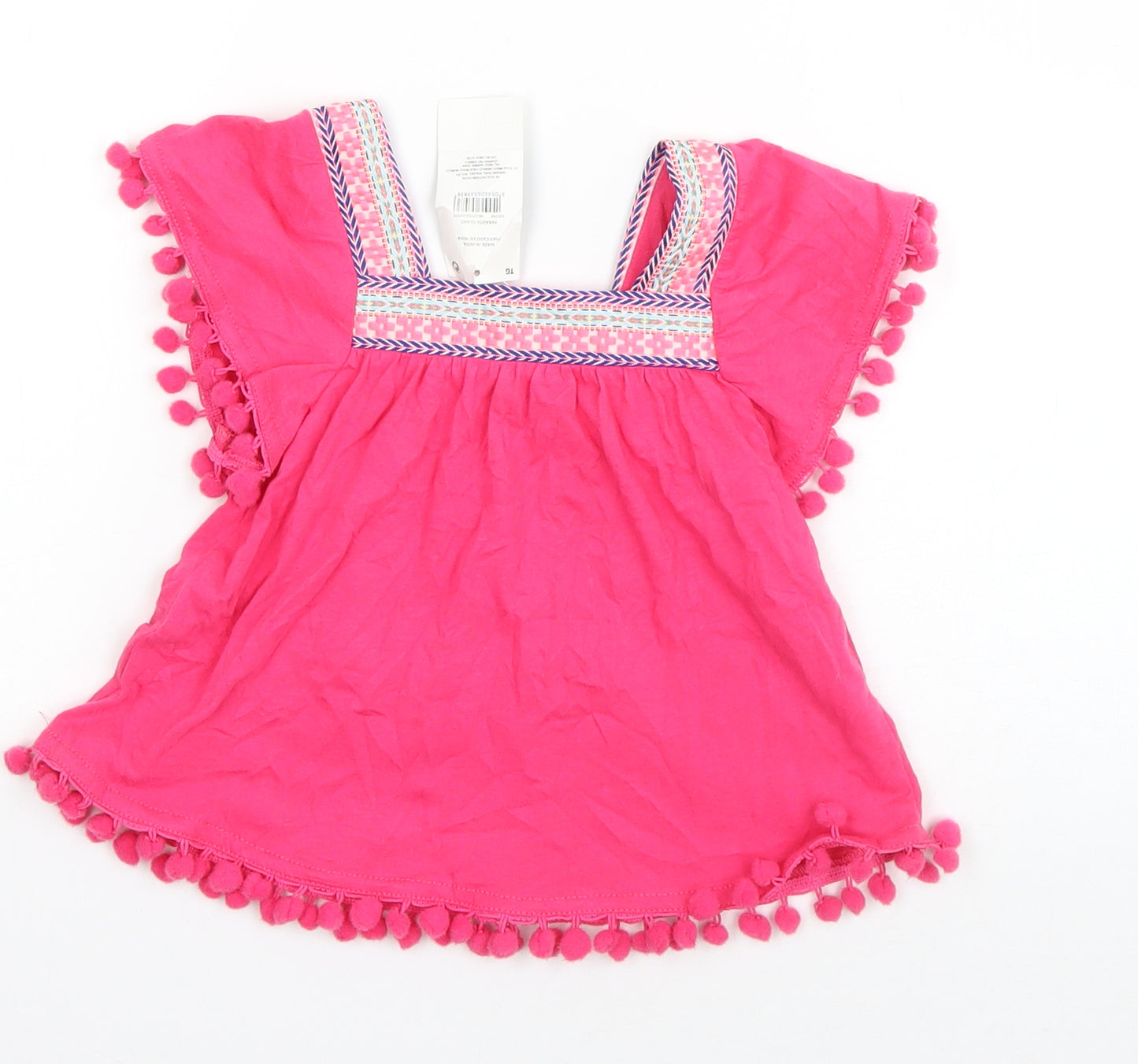 PEP & CO Girls Pink  Cotton Basic T-Shirt Size 2-3 Years Square Neck Pullover
