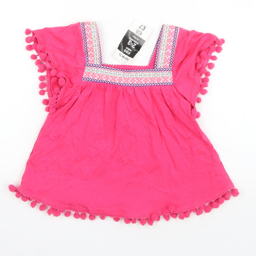 PEP & CO Girls Pink  Cotton Basic T-Shirt Size 2-3 Years Square Neck Pullover
