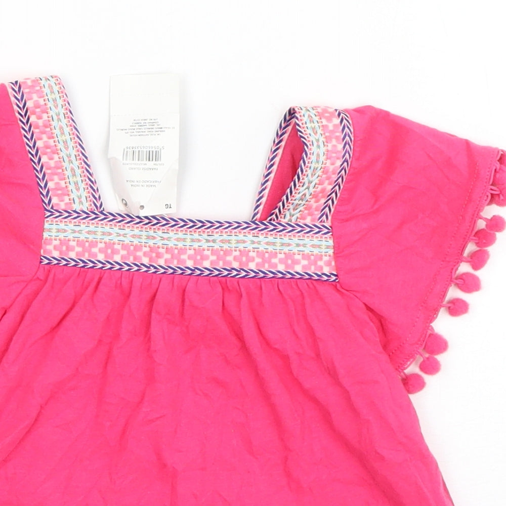 PEP & CO Girls Pink  Cotton Basic T-Shirt Size 2-3 Years Square Neck Pullover